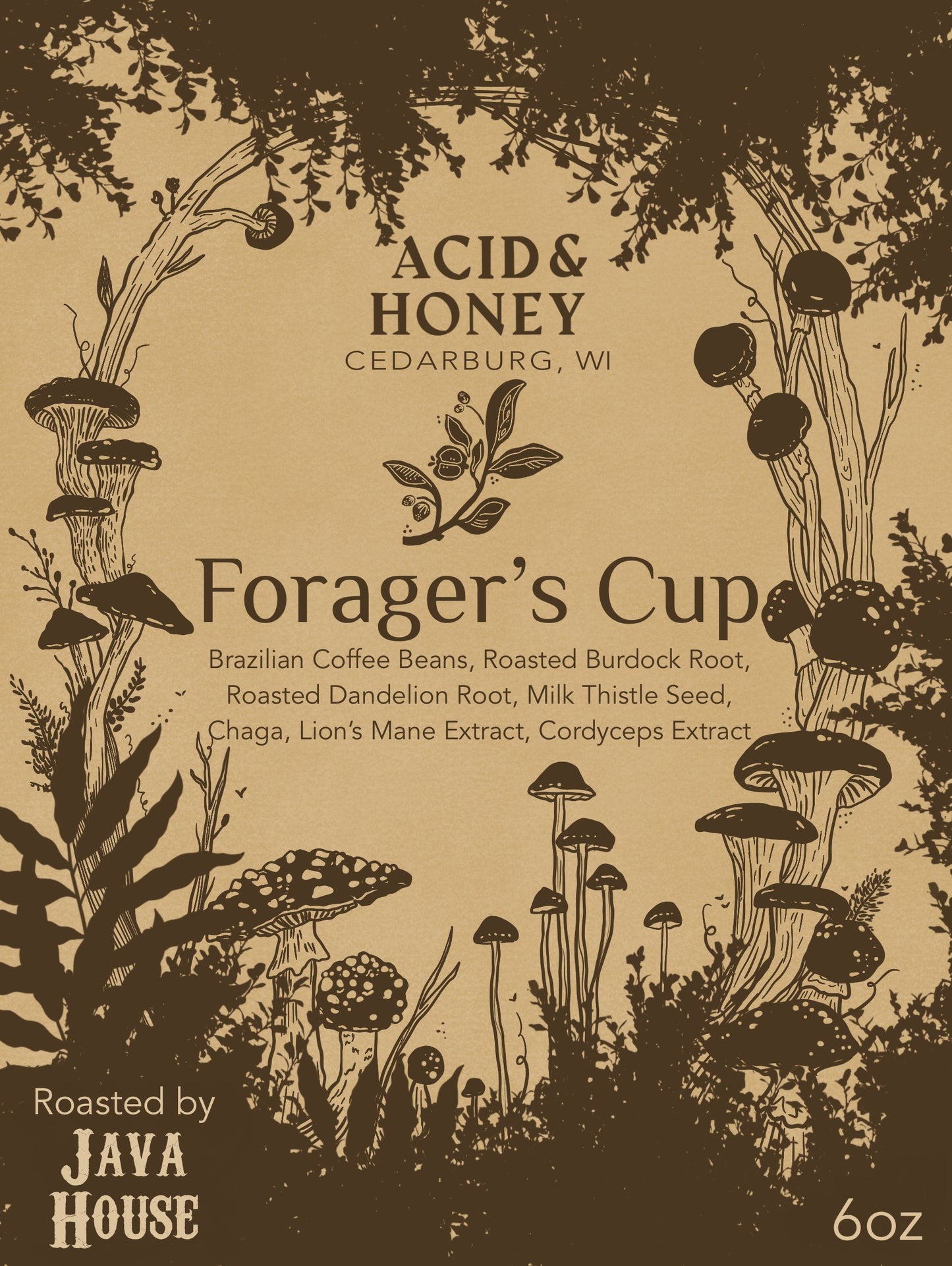 Forager’s Cup – Adaptogenic Mushroom Root Coffee with Lion’s Mane, Cordyceps, Chaga & Roasted Detox Roots for Focus, Energy & Liver Support