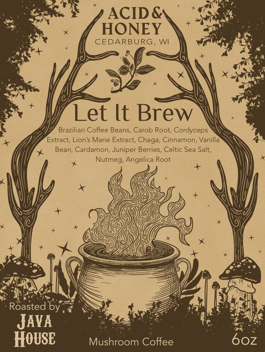 Let It Brew – Adaptogenic Mushroom Coffee with Lion’s Mane, Cordyceps, Chaga & Botanical Spices for Focus, Energy & Stress Support