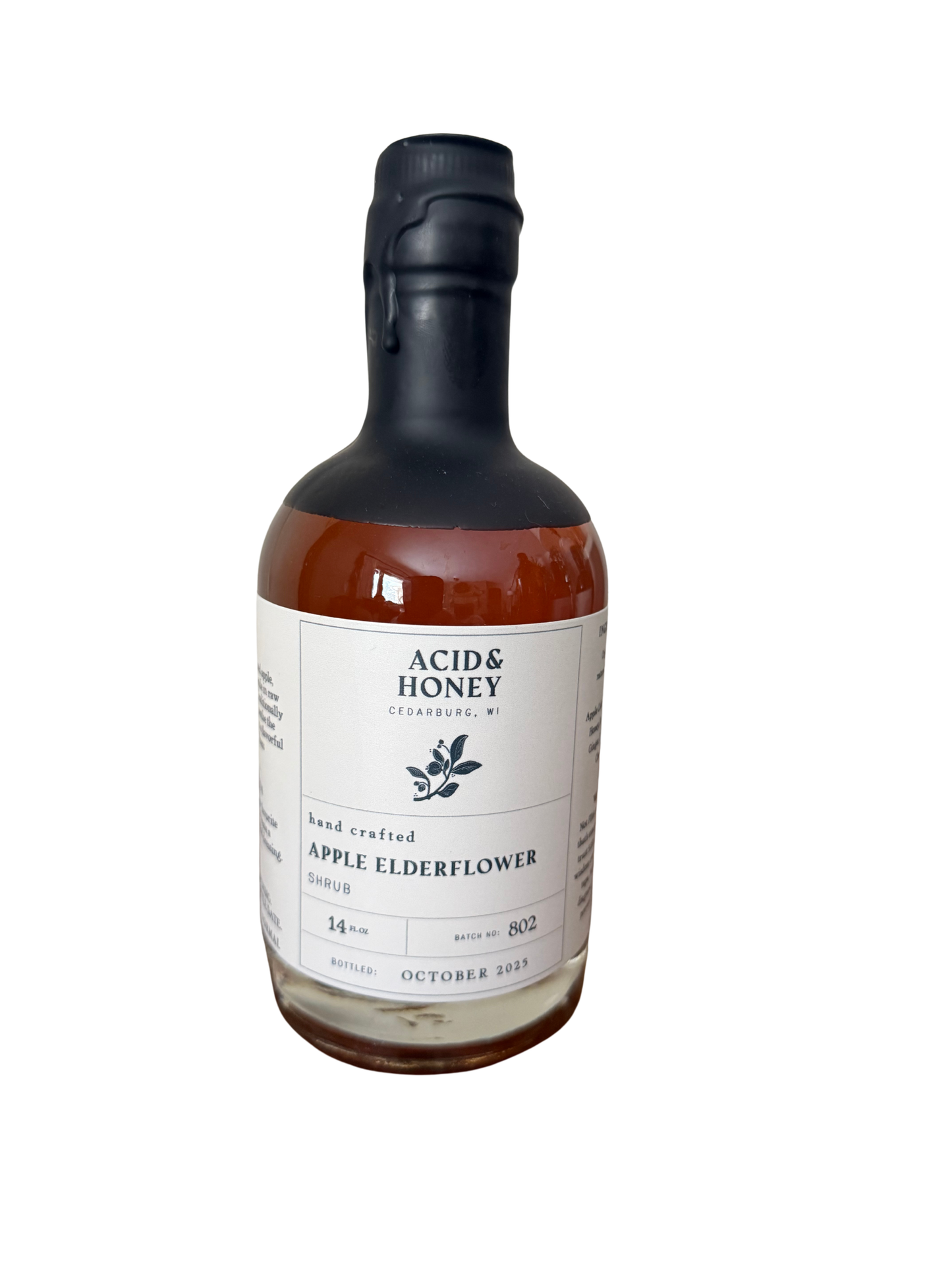 Apple Elderflower Shrub – Organic Botanical Drinking Vinegar with Raw Apple Cider Vinegar & Honey for Digestion & Daily Wellnes