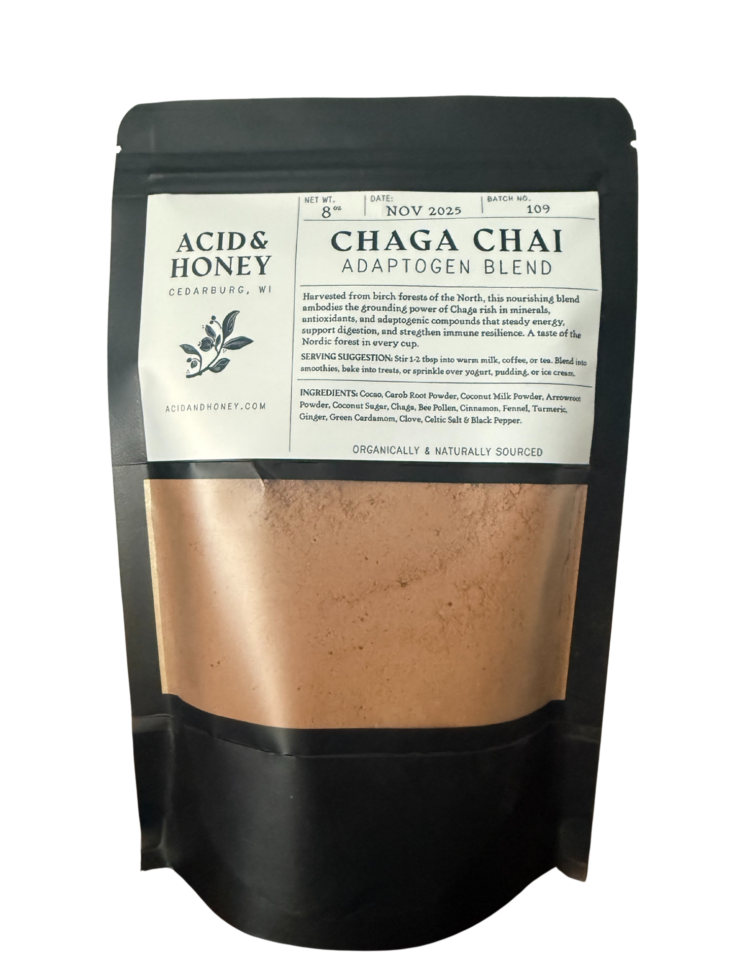 Chaga Chai – Adaptogenic Mushroom Hot Chocolate with Chaga, Cocoa, Bee Pollen & Warming Chai Spices